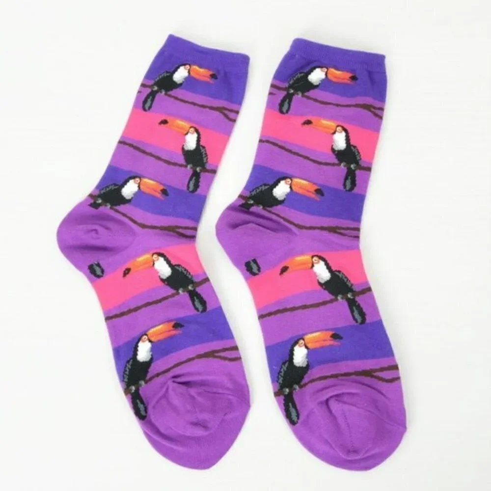 NWT Set of 3 Toucans on Stripe Crew Socks